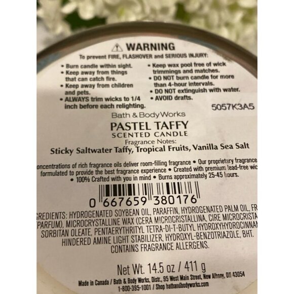 Bath & Body Works “Pastel Taffy” NEW 3 Wick Candle - Picture 5 of 6